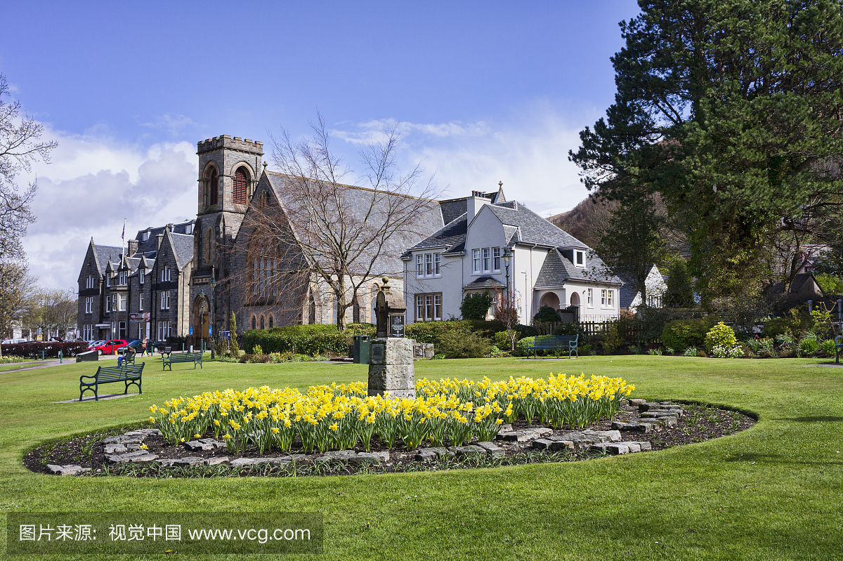 镇公园，威廉堡春天