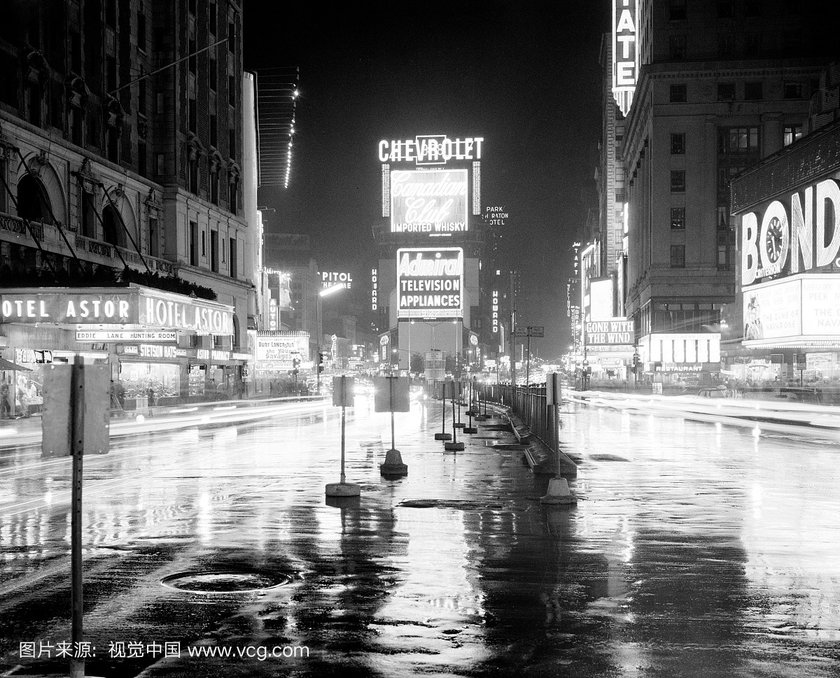 美国纽约市时代广场夜景街景