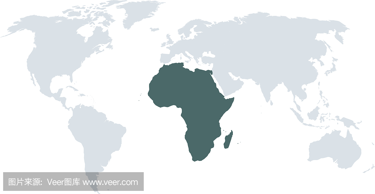 世界地图高光照明非洲