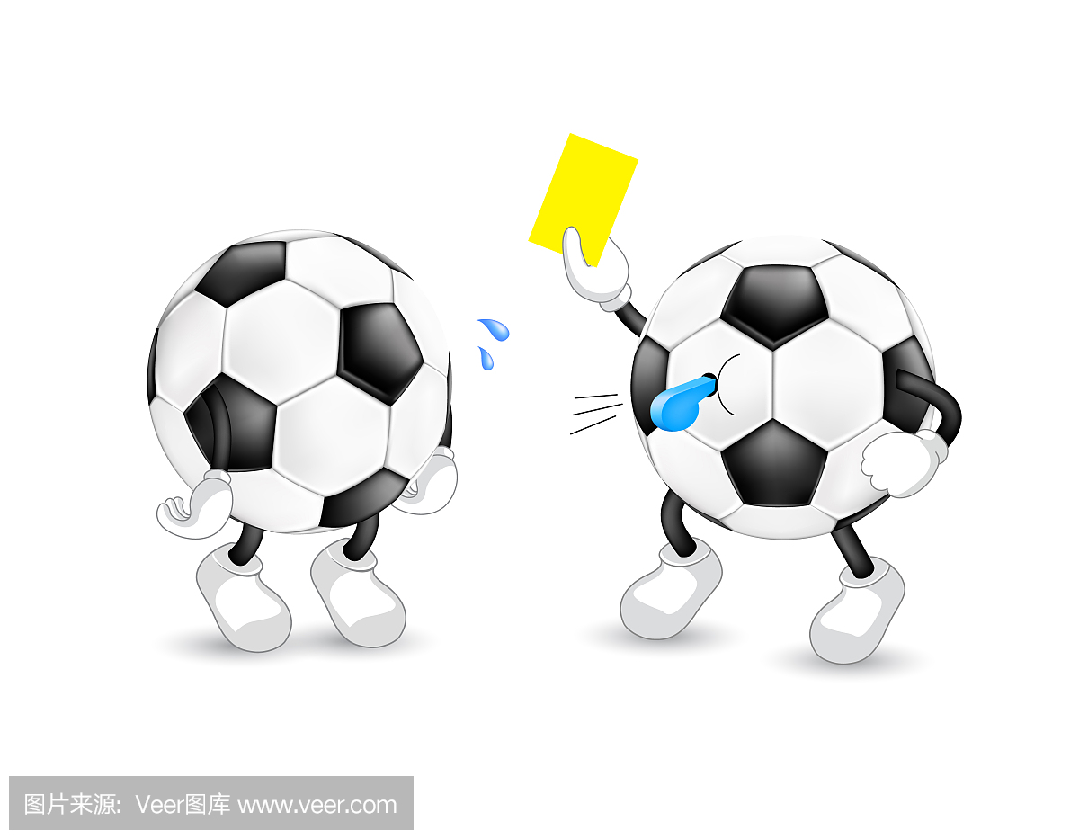 卡通足球裁判给黄牌。