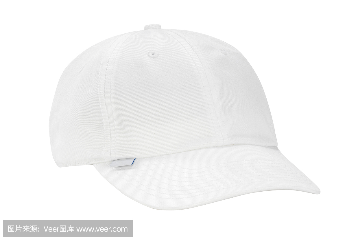 在白色背景上的白色棒球帽