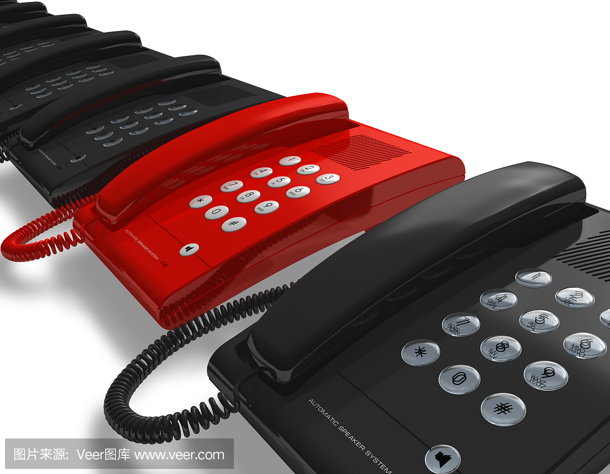 红色手机排列黑色