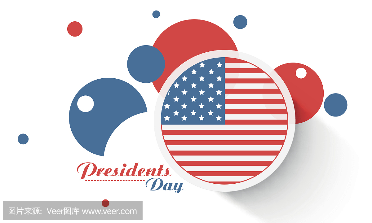 美国总统日庆祝活动的贴纸或标签。