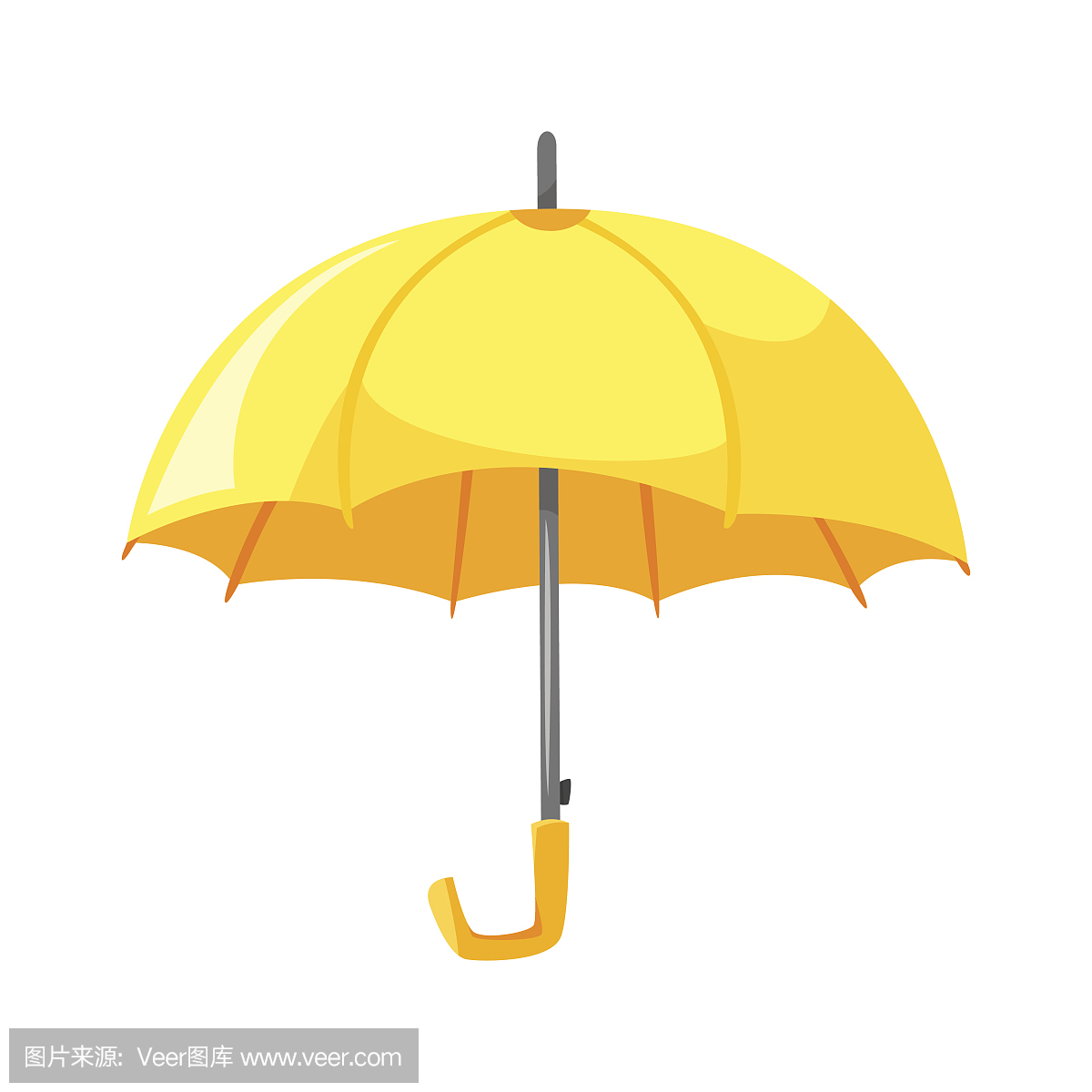 矢量卡通风格插图黄色的伞。