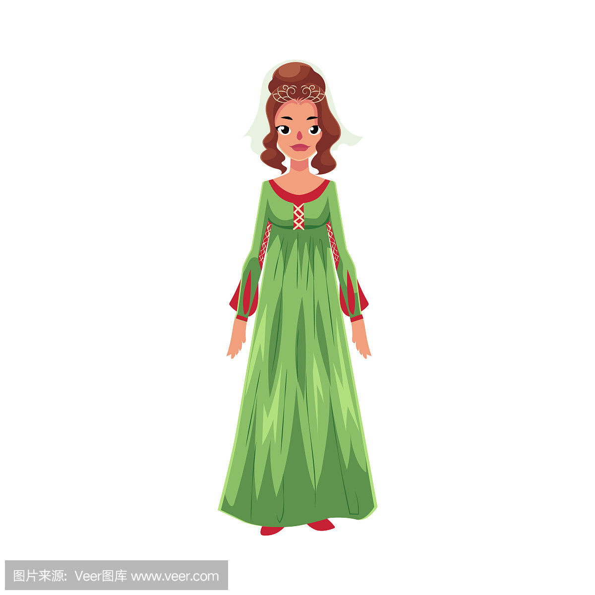 文艺复兴时期的高腰礼服的意大利妇女的画象