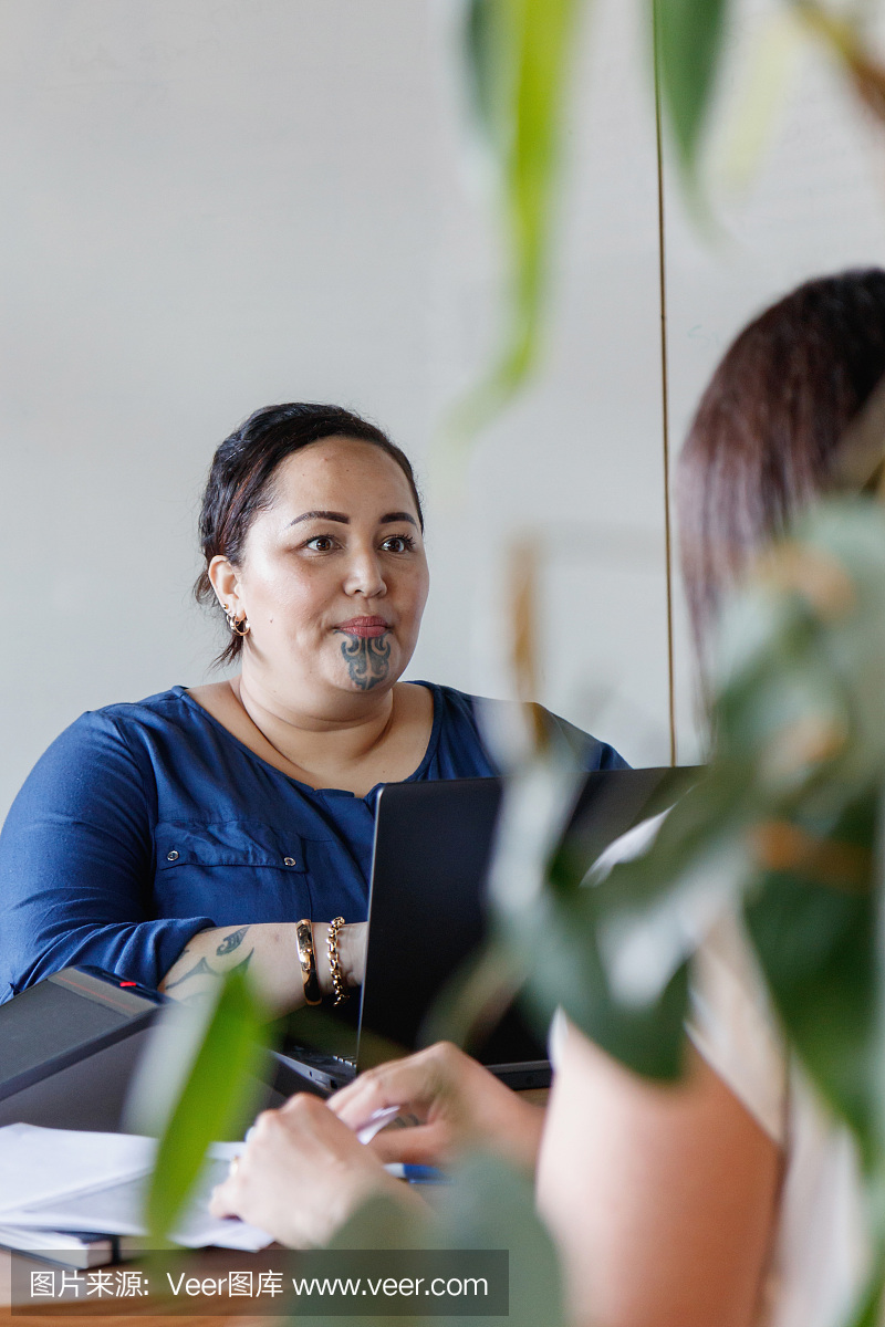 两个毛利人商业女性之间的业务会议
