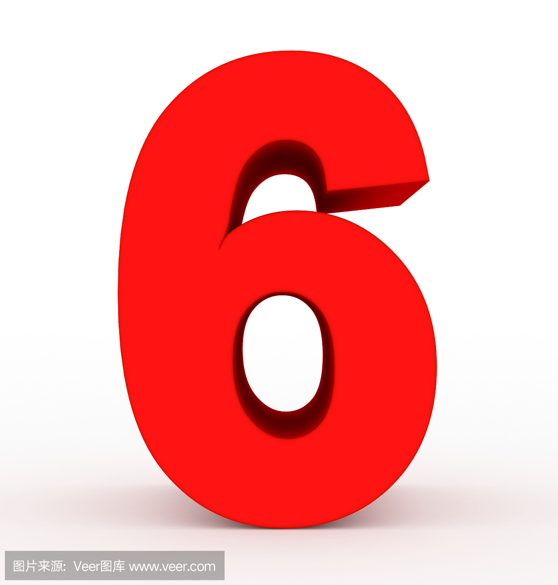数字6在白色隔绝的3d红色