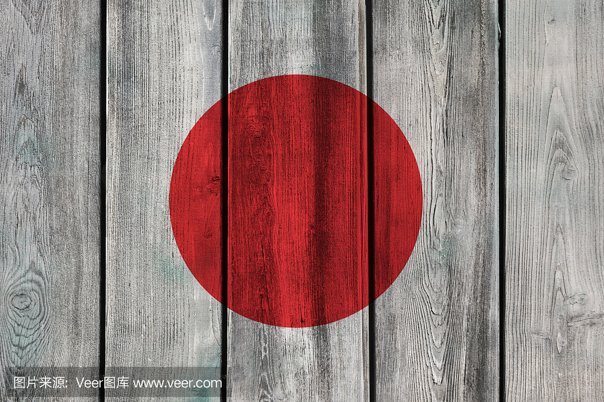 日本国旗在木板上