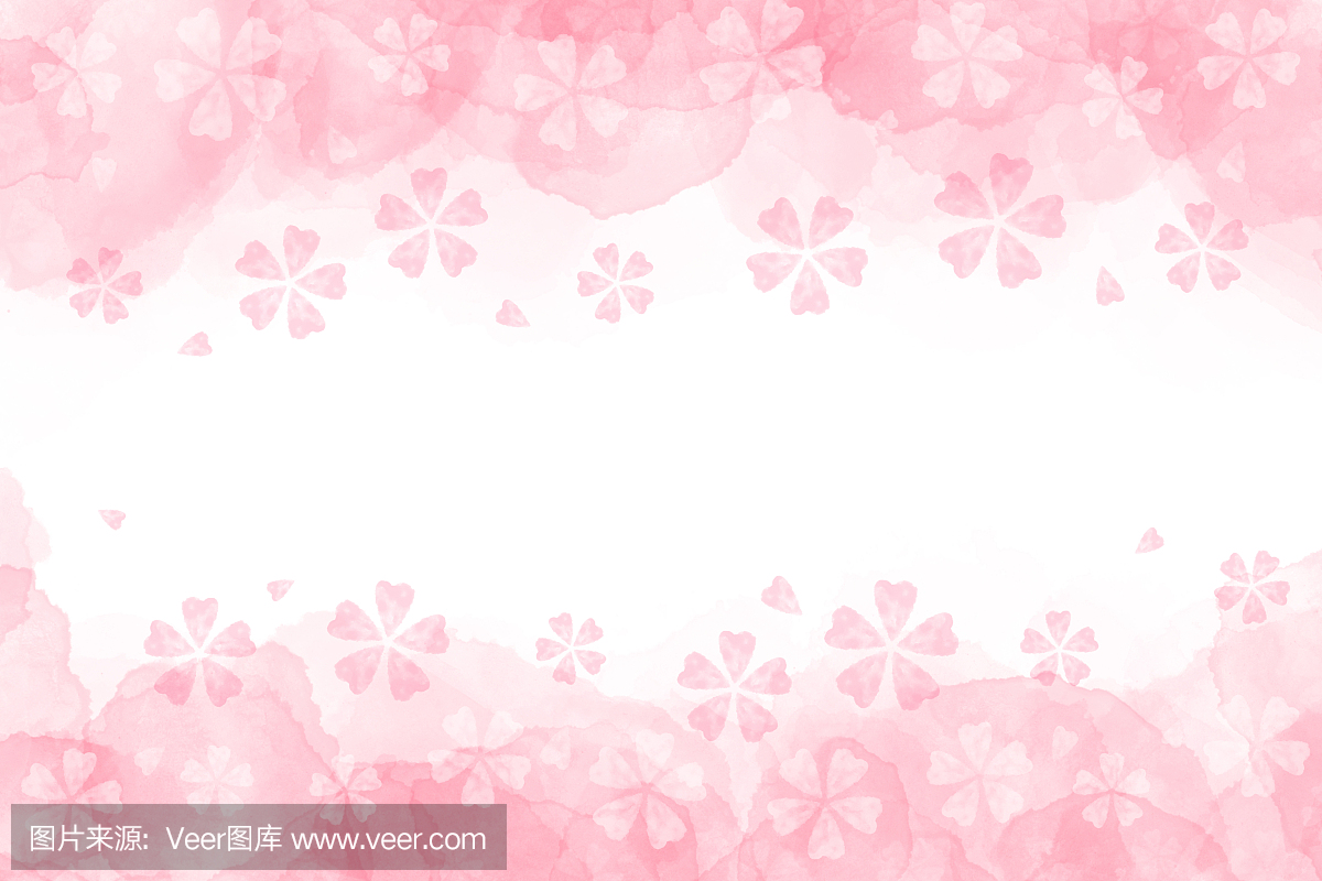 日本樱花抽象粉红色水彩背景上