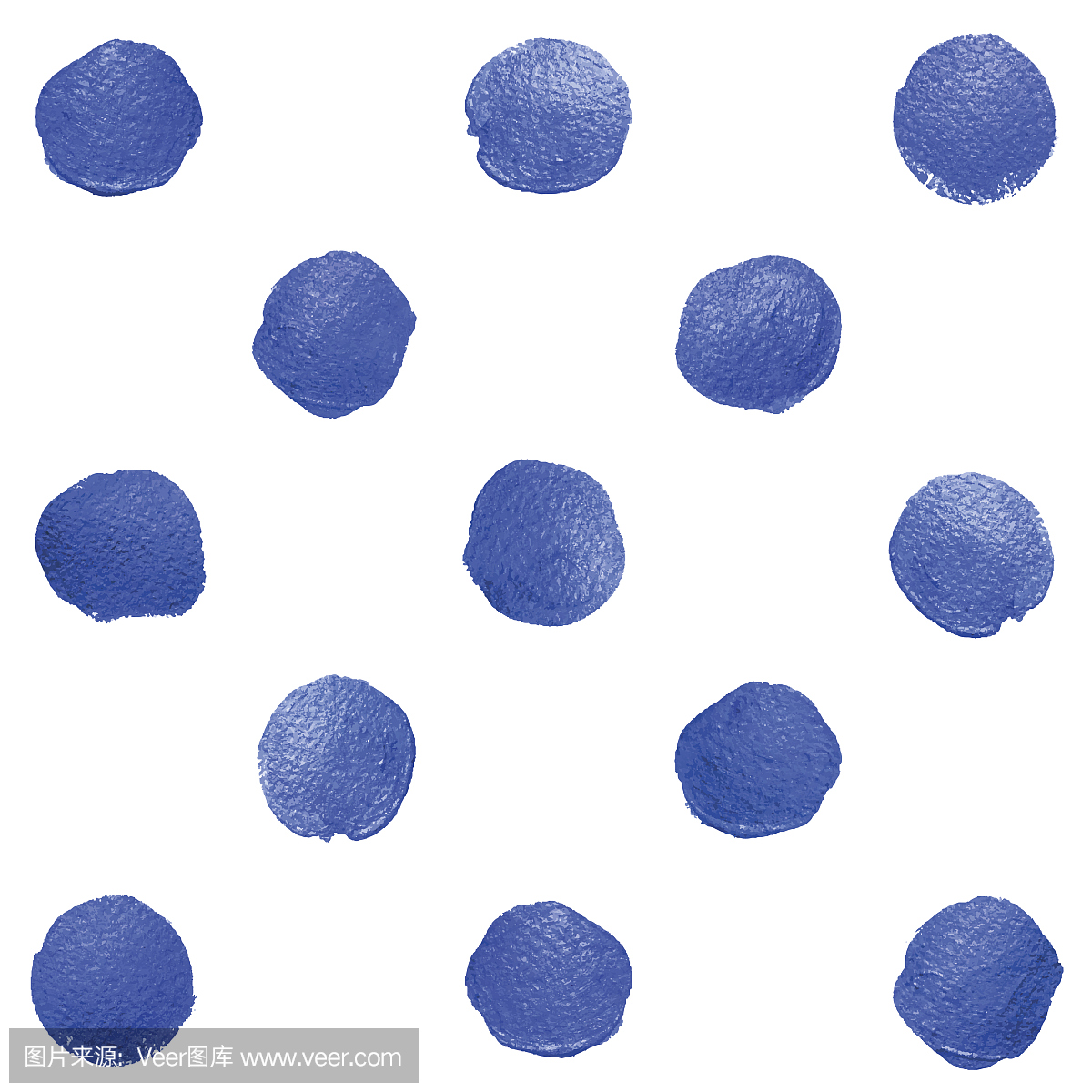矢量蓝色水彩画笔圆点。油漆涂片
