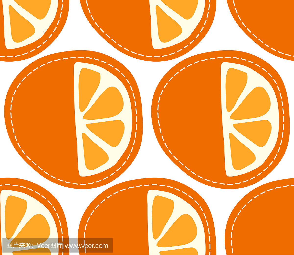 橙色无缝模式在透明背景下,切片的柑橘类水果