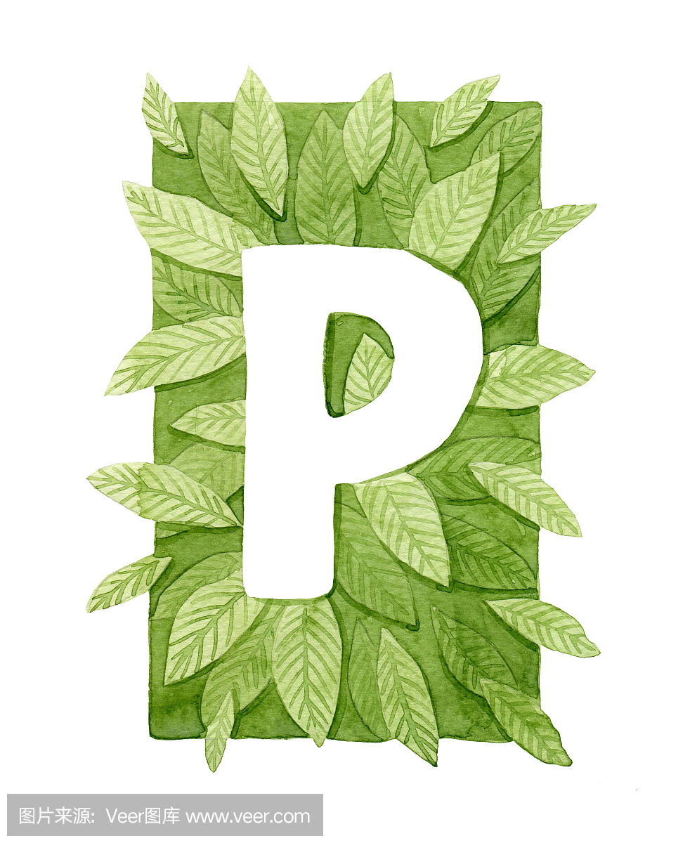 请柬,水彩画颜料,英文字母P,背景分离