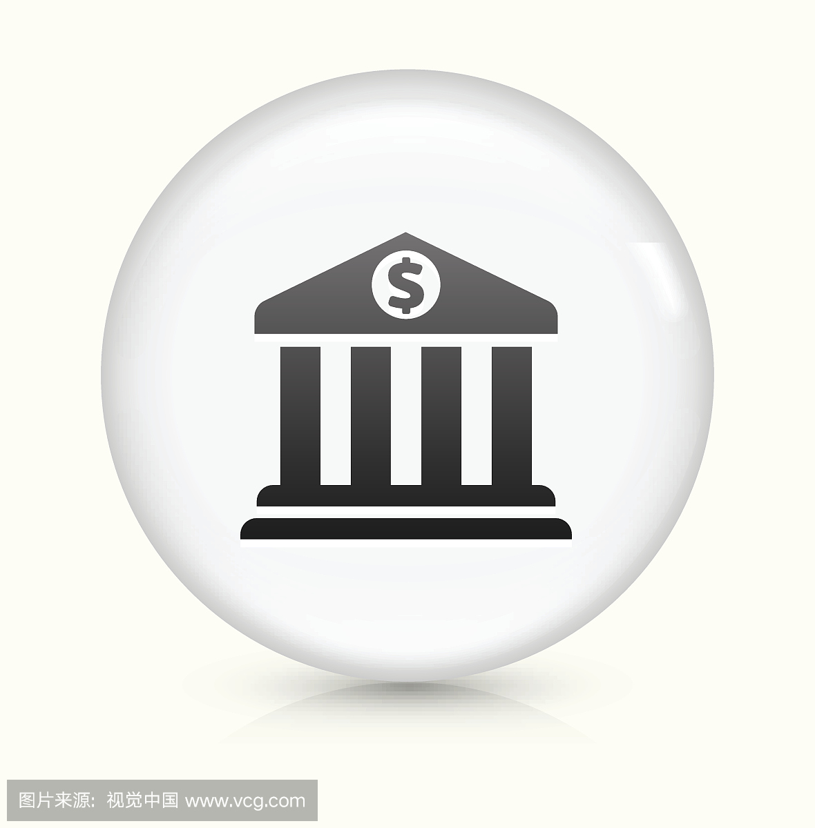 白色圆形向量按钮上的银行图标