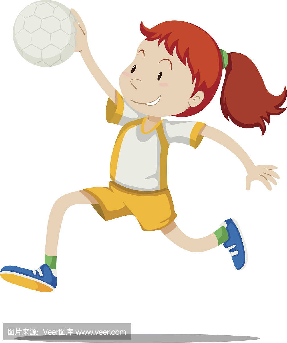 女子运动员玩手球