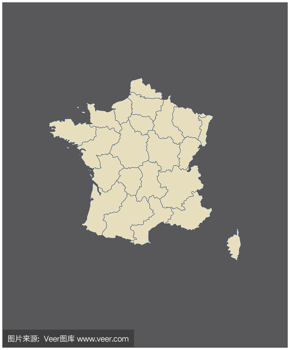 法国地图轮廓矢量在灰色背景