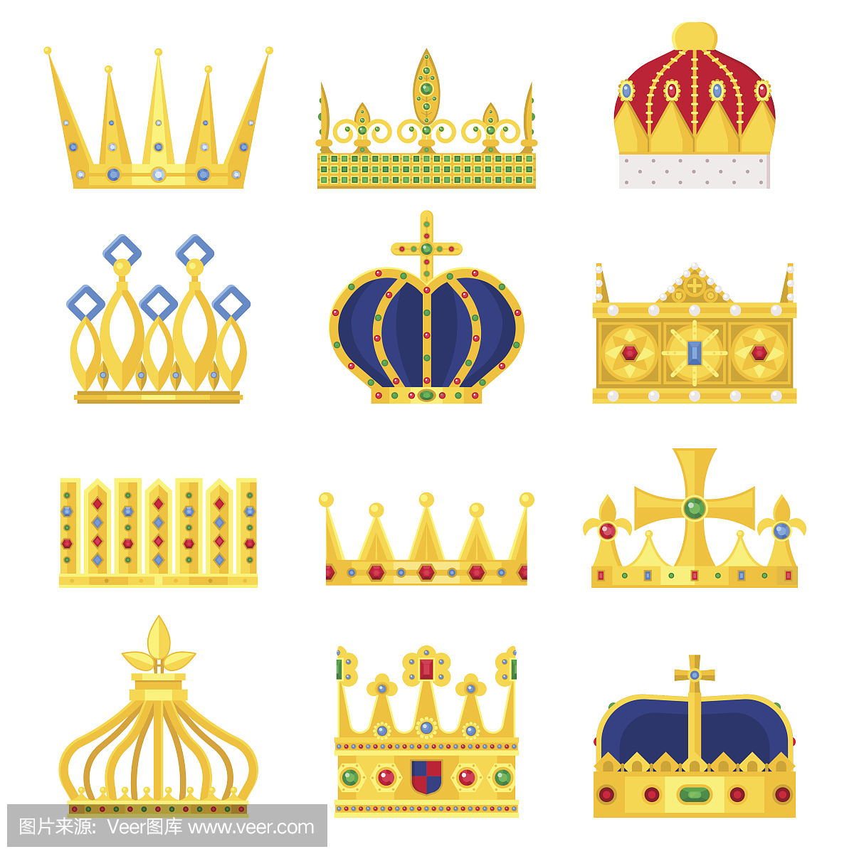 金皇冠国王图标贵族雄伟收藏徽章和皇家王子复
