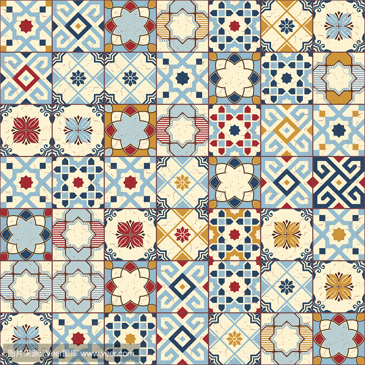 色多彩的摩洛哥,葡萄牙瓷砖,Azulejo,饰品。可用