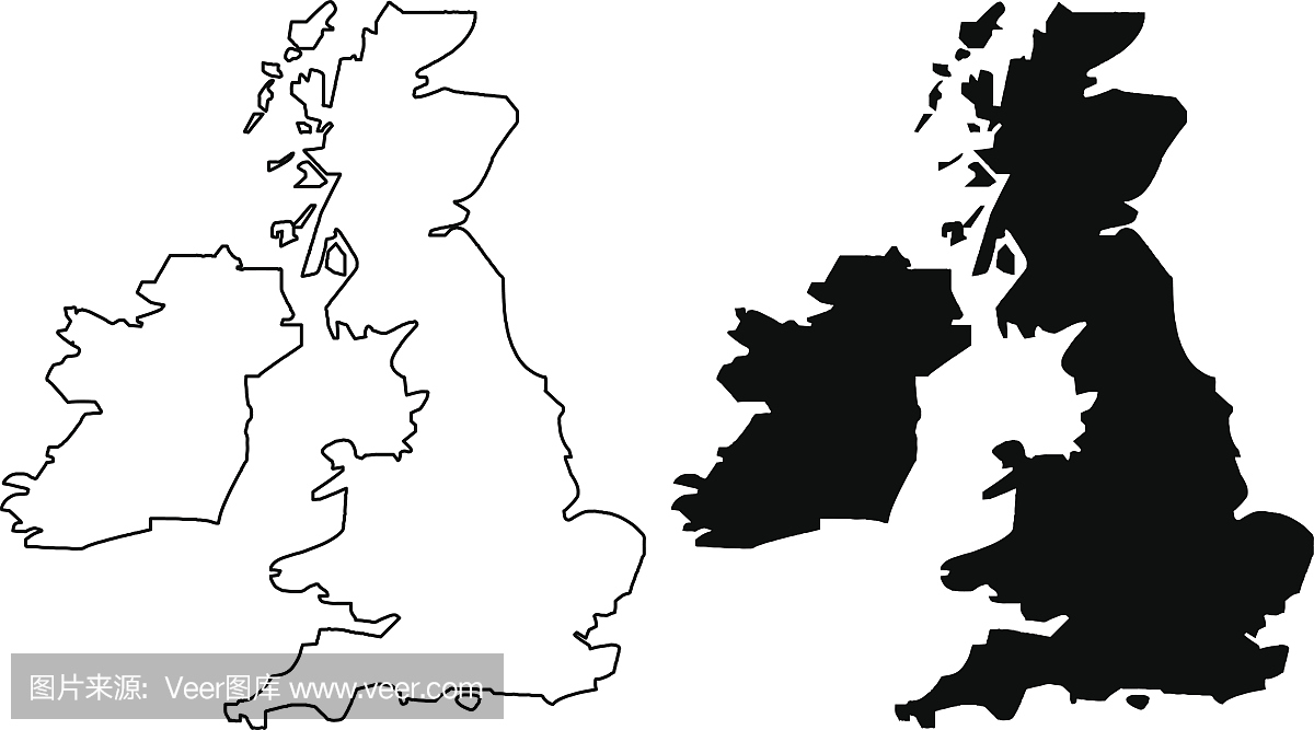 不列颠群岛地图矢量图