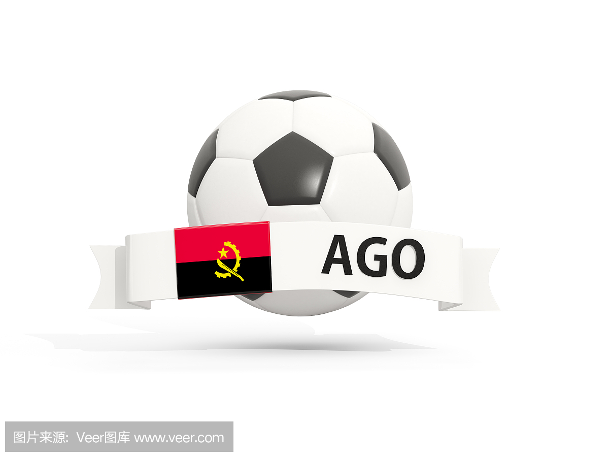 国旗的安哥拉,足球与横幅和国家代码