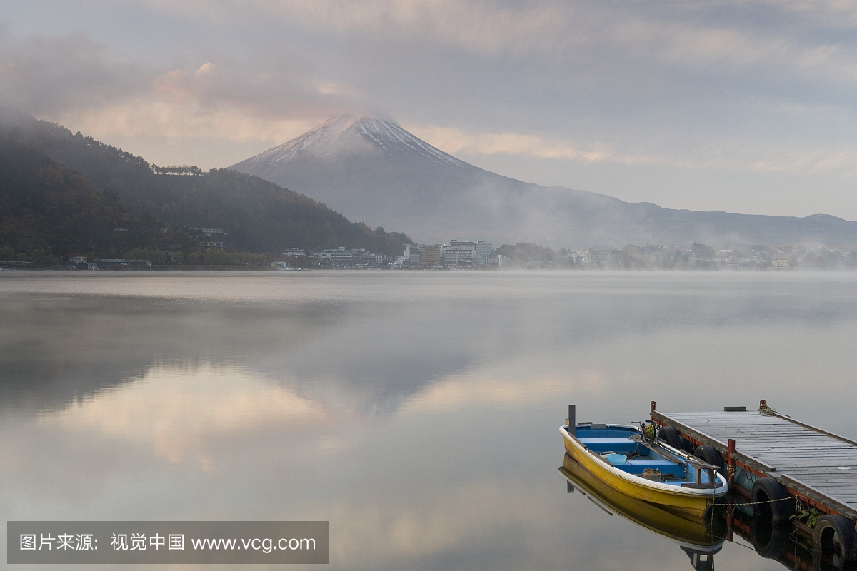 日本,川口湖,富士山等距离