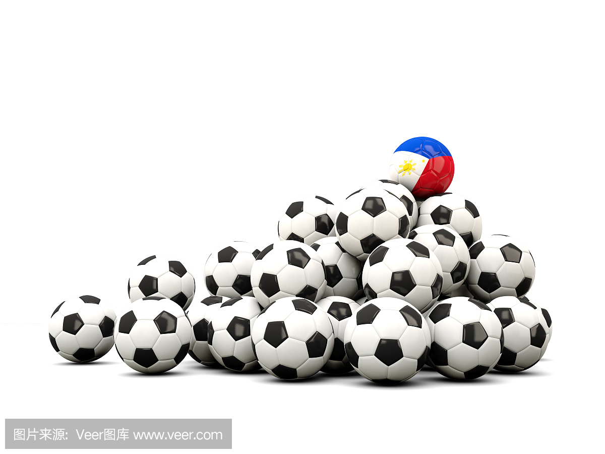 堆积与菲律宾国旗的足球