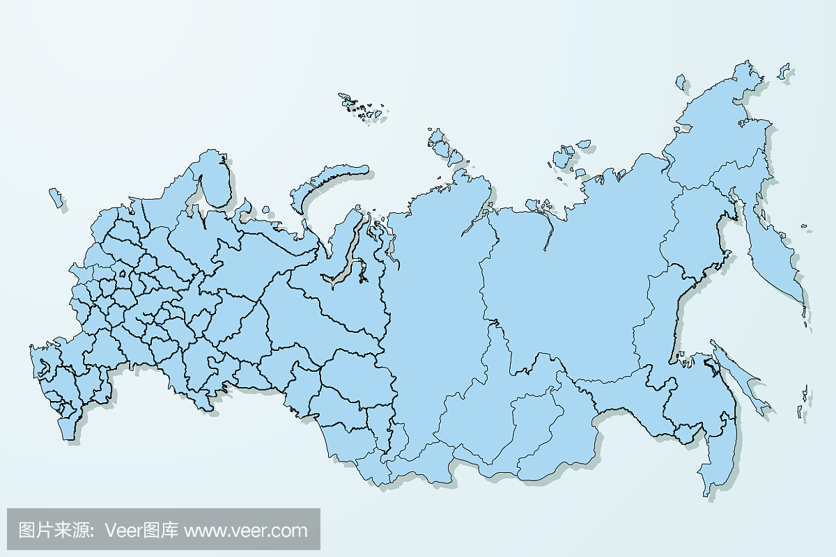 俄罗斯地图上蓝色退化背景矢量图