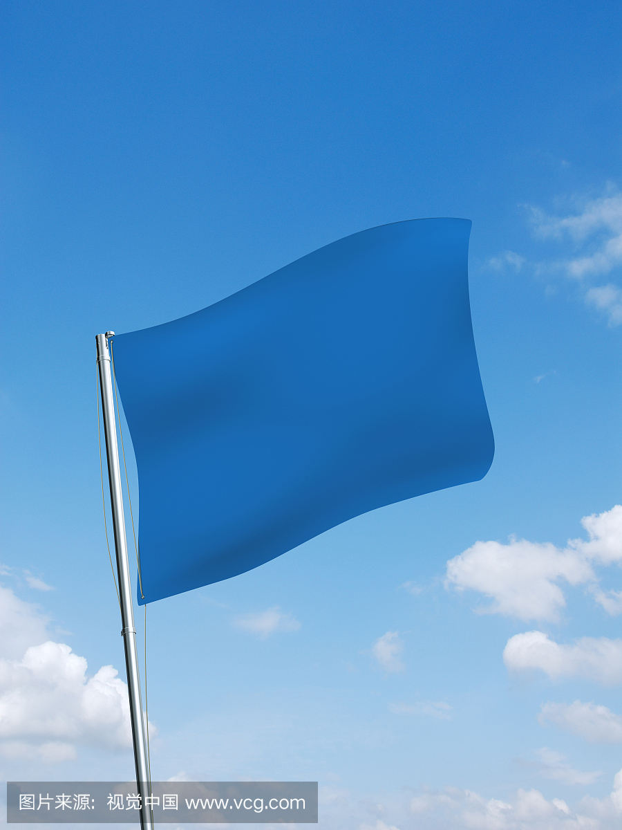 Blue flag waving in the sky
