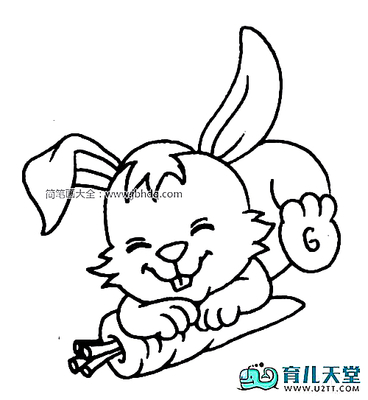 两只小兔子简笔画,儿童画小兔子的画法_动物简-131kb