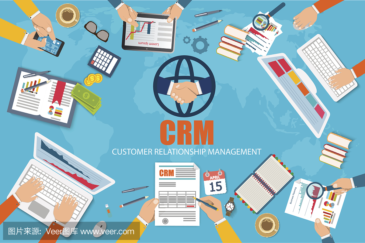 CRM:客户关系管理。会计系统,客户,支持,交易