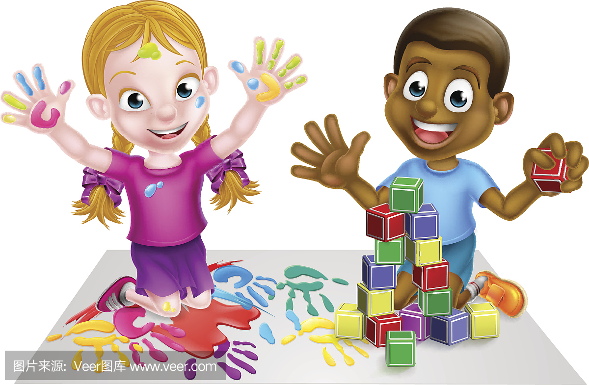 绘画插图,建造,青少年,学龄前