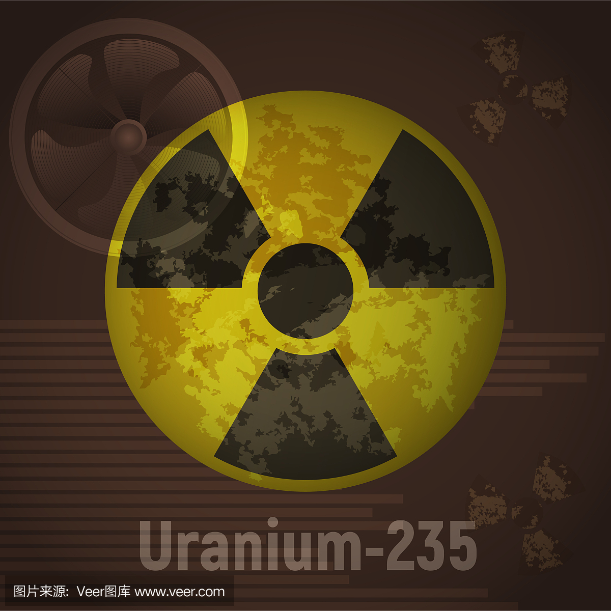 辐射的标志。铀235。