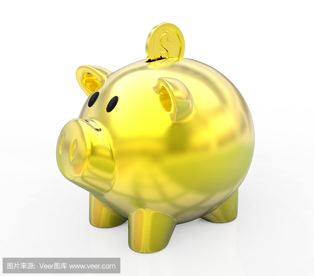 金色的存钱罐3d孤立的插图