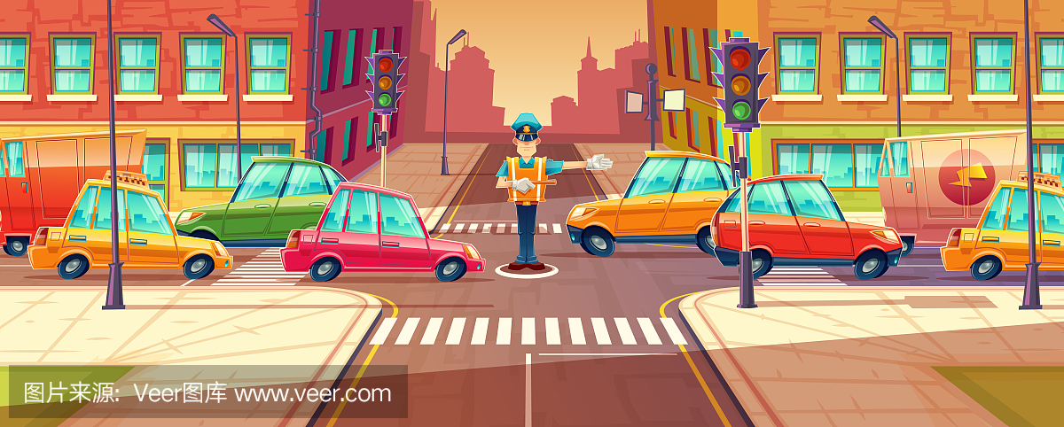 Vector illustration of adjusting city crossroads in