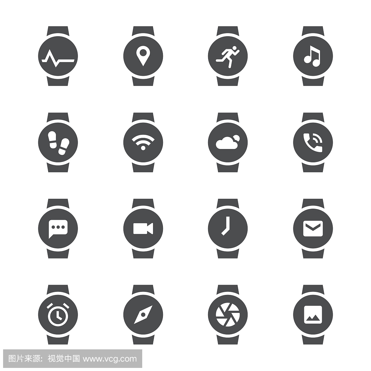智能手表图标 - 灰色系列