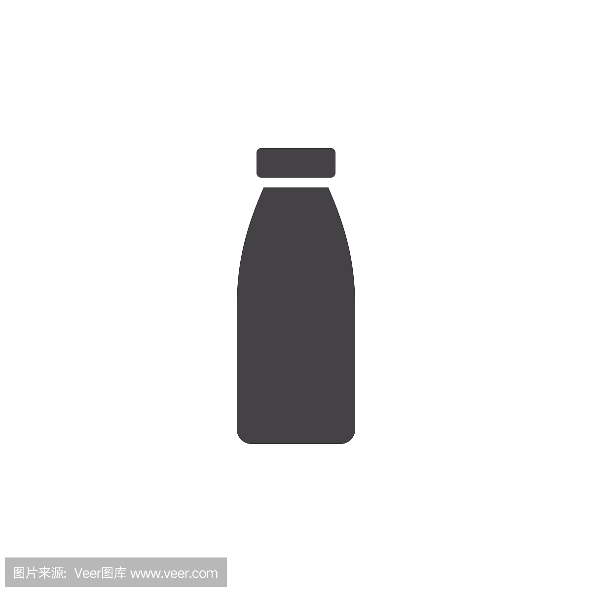 牛奶瓶图标矢量,填充的平面标志,在白色孤立的