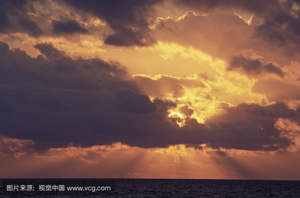 日落,大开曼岛,开曼群岛,加勒比海,中美洲