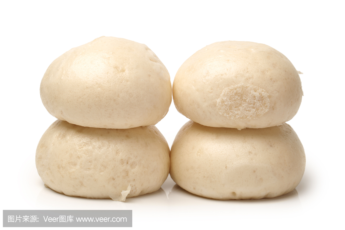 Mantou Chinese steamed buns on white background