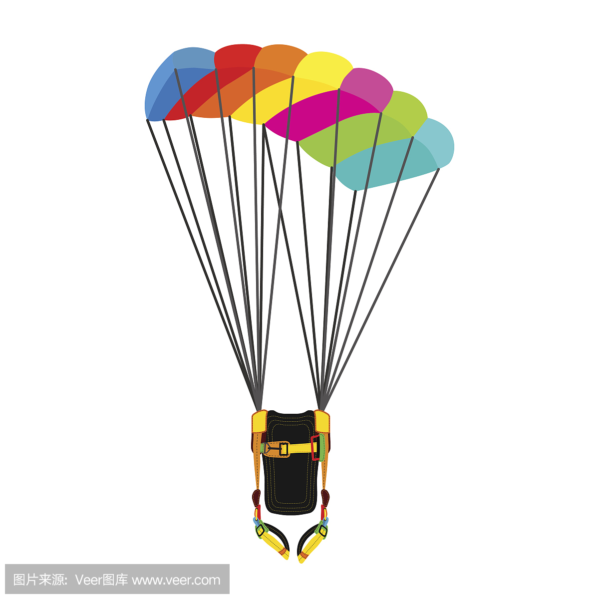 降落伞包,打开降落伞。跳伞明亮极限运动器材