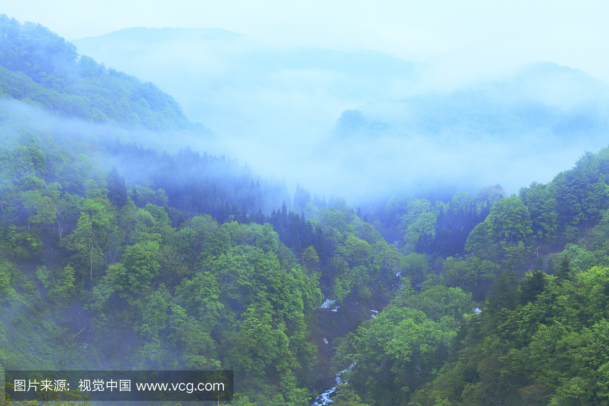 山形县加桑山早晨的薄雾