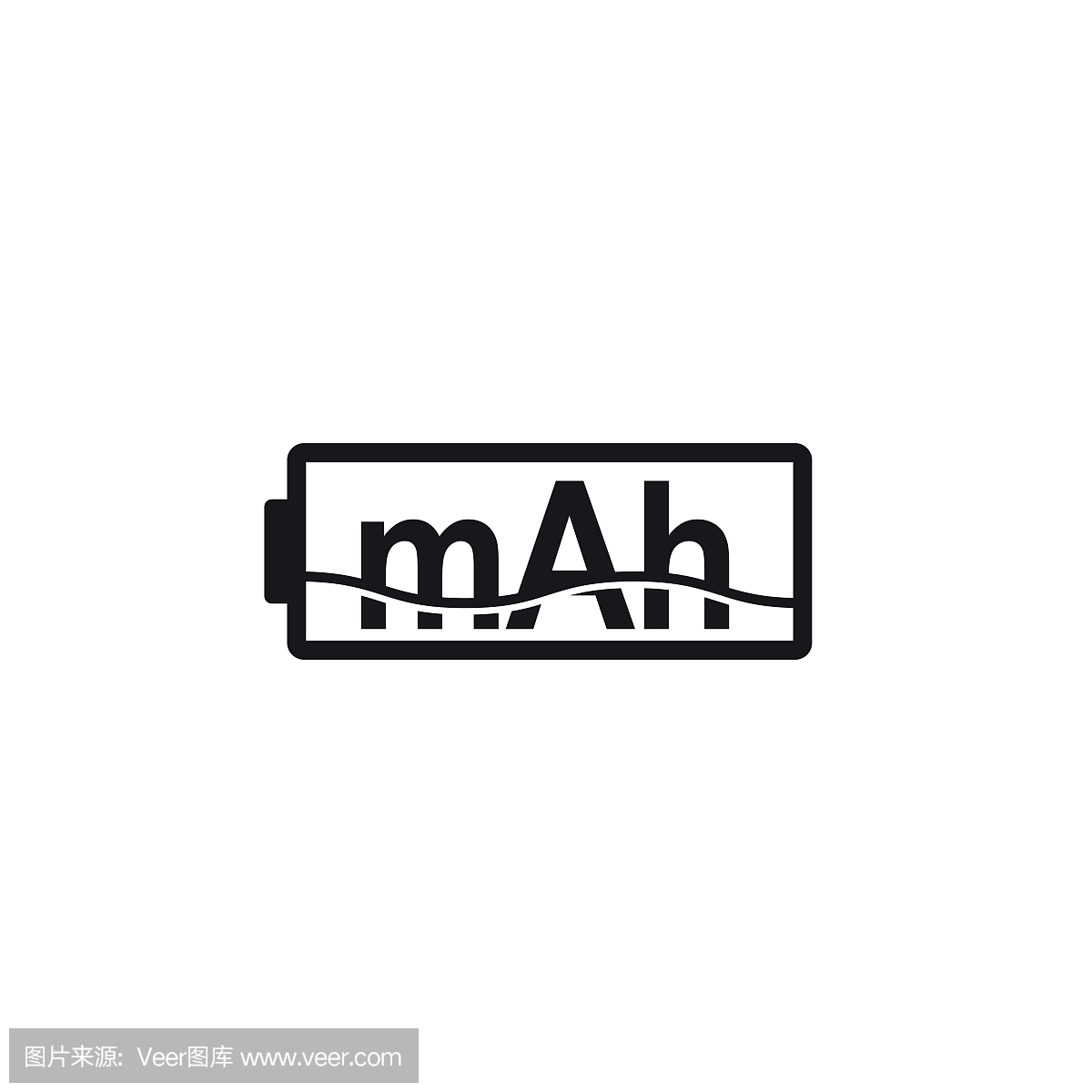 mAh图标,能量单位,容量可充电电池的符号。