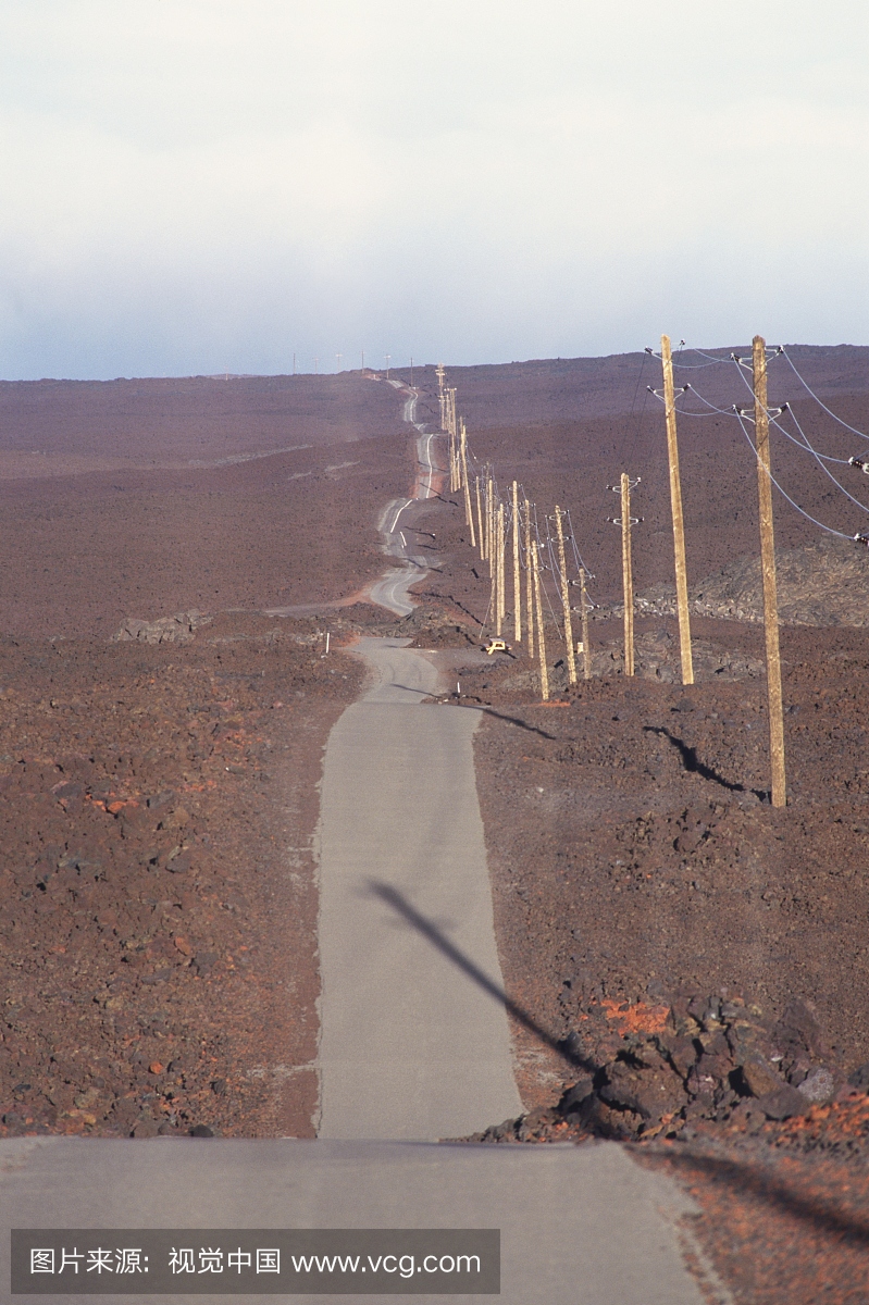 美国,夏威夷,路线服务Mauna Loa气象站,离马鞍