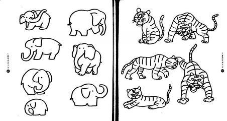 儿童简笔画动物大象组图,老虎组图--跟我学少-80kb