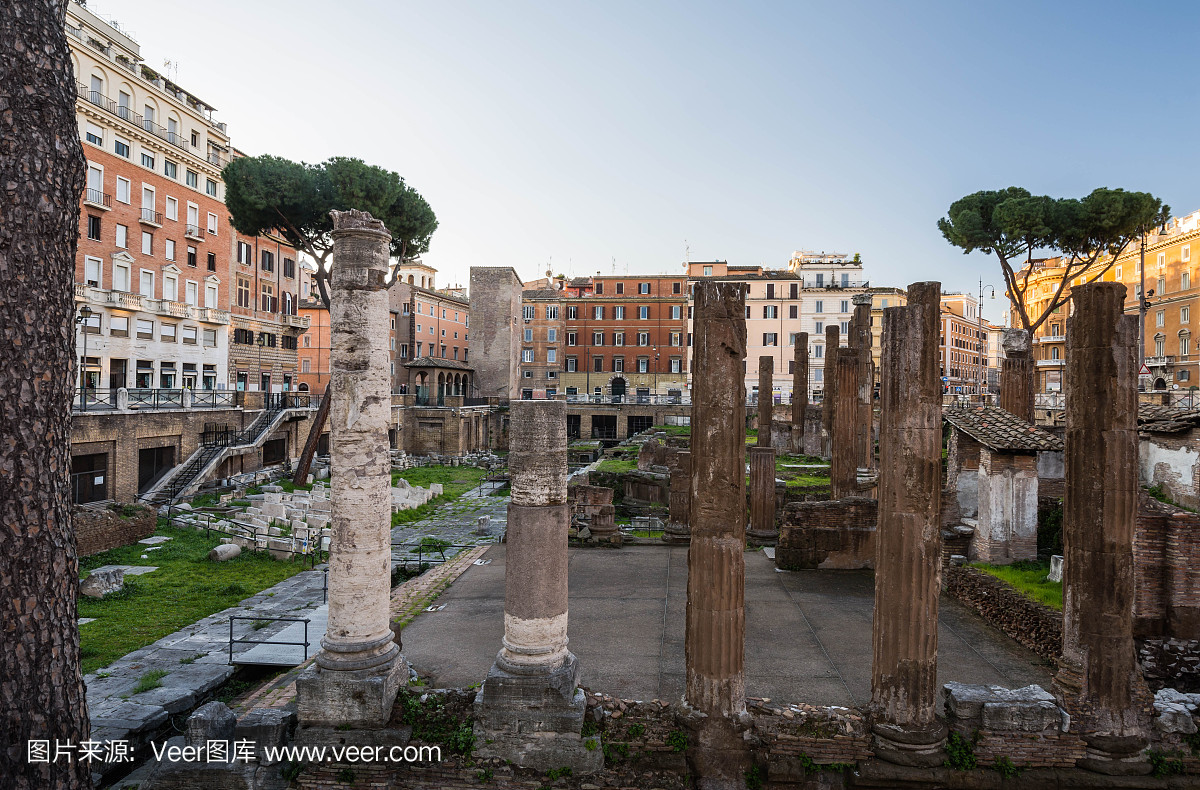 没有人在拉戈迪托雷阿根廷在日出,罗马,意大利