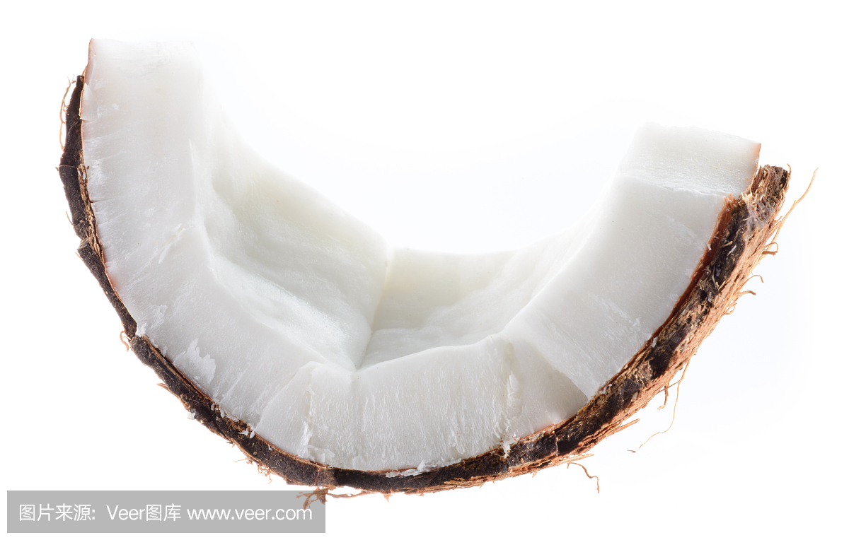 椰子。在白色背景孤立的水果片
