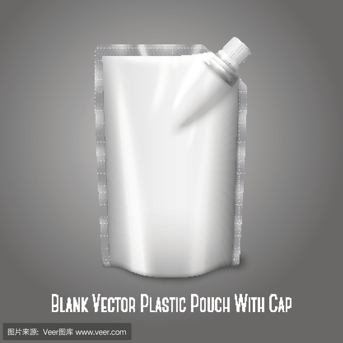 空白的白色现实塑料袋与帽子,隔绝在灰色