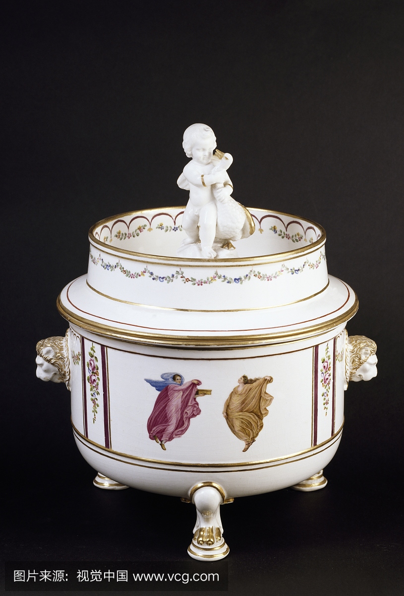 冰淇淋盘,瓷器,身高34厘米,Ferdinand国王皇家