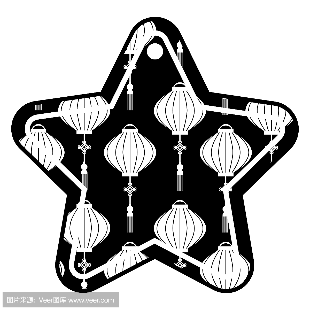 星标记日本灯笼装饰图案