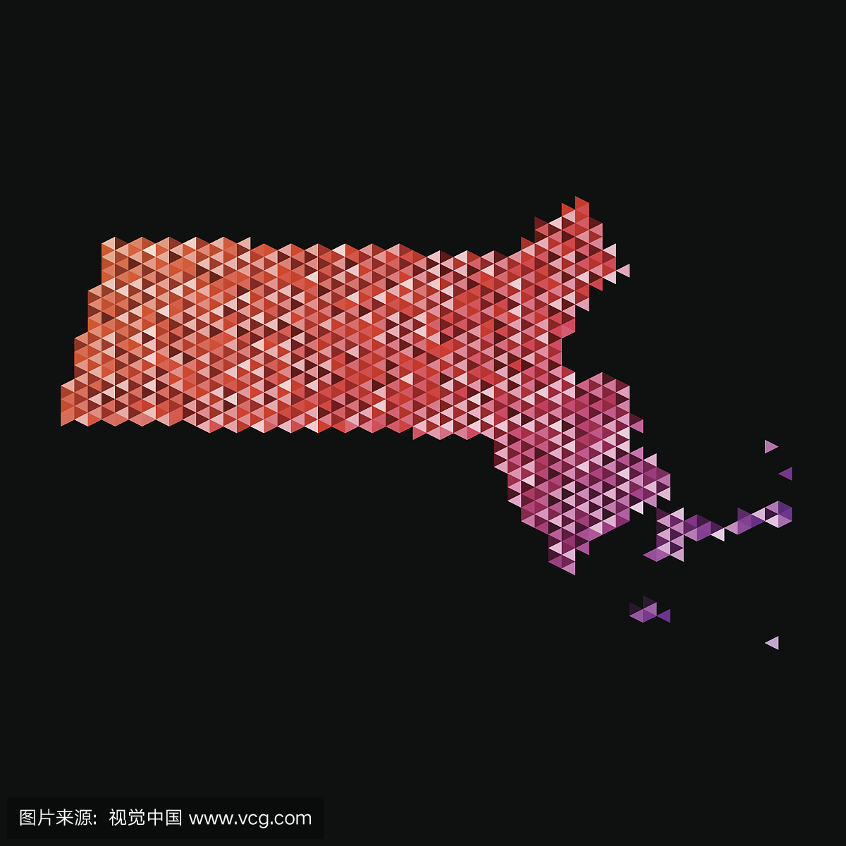 马萨诸塞州地图三角形橙色
