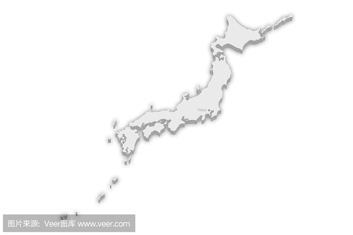 国家地图:日本与东京城市标记