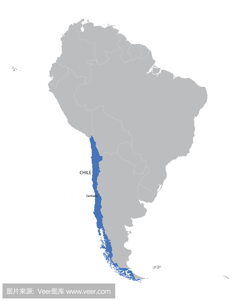 南美地图与智利的迹象